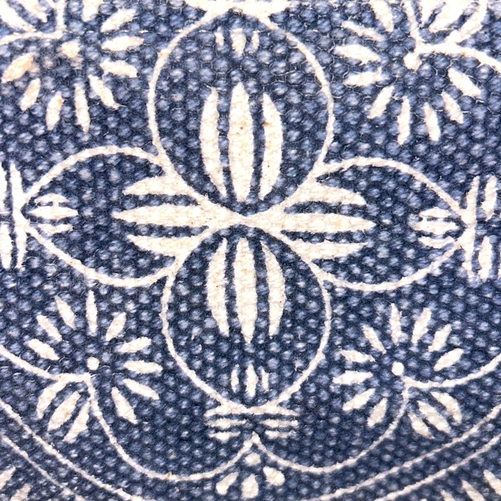 MYRA🌻BAG BOHO Blue Floral Canvas Navy Denim💙Brown LEATHER Handles & Accents - Picture 2 of 16